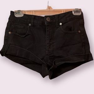 american eagle black denim shorts